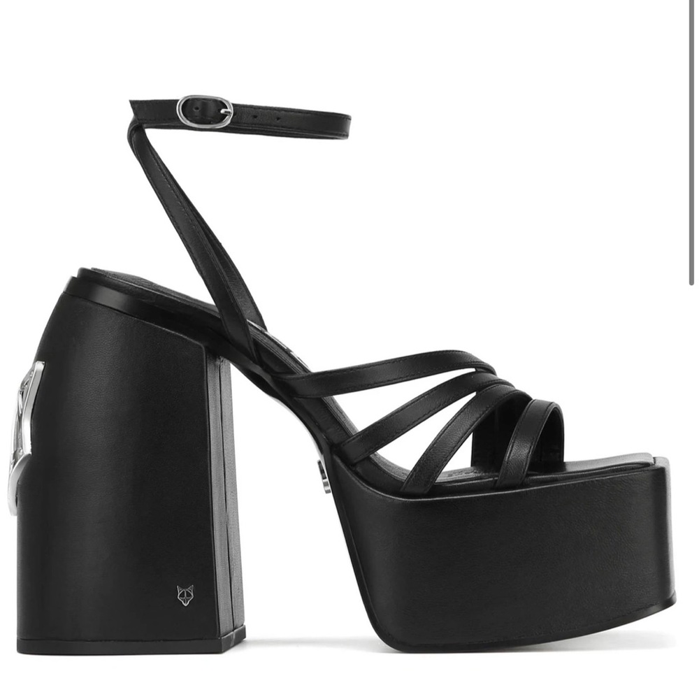 Naked Wolfe Jada Black Leather Heels